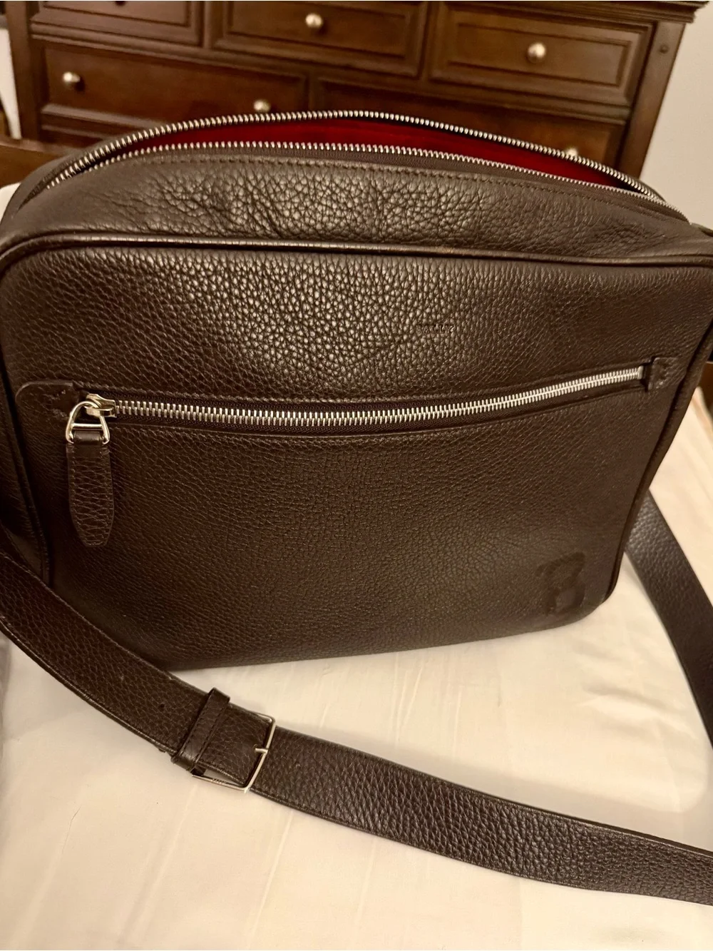 BALLY Italy Dark Brown Leather Crossbody Messenger Bag